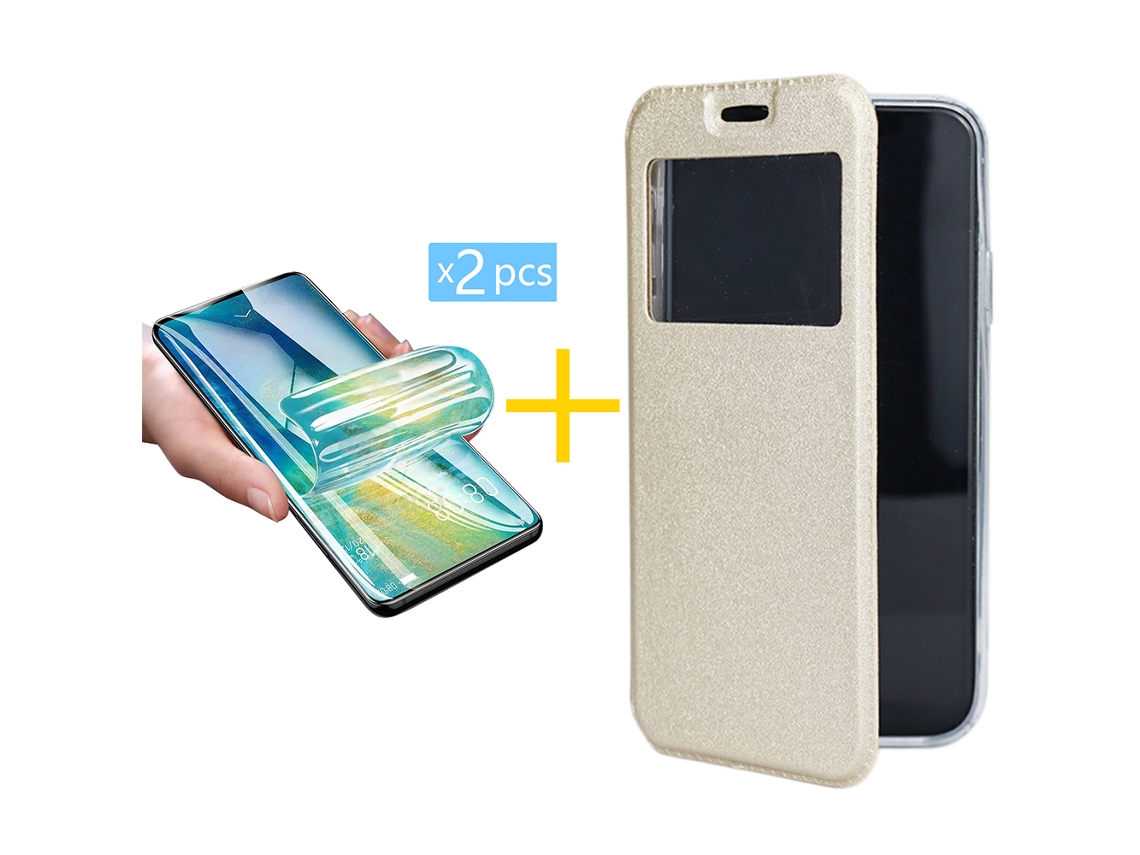 Pack 2 X Película de Vidrio Templado Hidrogel Funda SKYHE por Samsung Galaxy S23 Plus Flip Cover Gandy Oro SKYHE