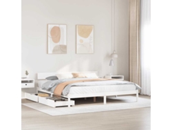 Cama Sin Colchón Madera Maciza De Pino Blanca 180x200 Cm