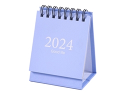 Mini calendario de oficina 2024 con espiral metálica, planificador diario para el hogar y la oficina, 105 x 75 mm, azul cielo.