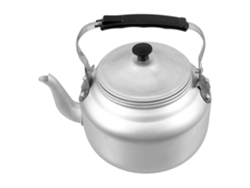 Hervidor de aluminio de gran capacidad, ligero e ideal para acampar, con asa y filtro.