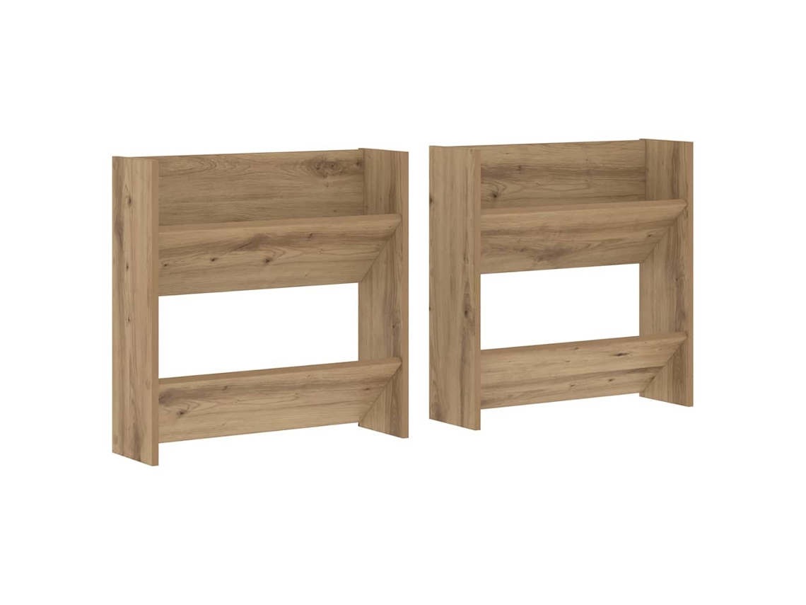 2 Uds Mueble Zapatero | Armario Zapatero Roble Artesanal 60 X 18 X 60 Cm