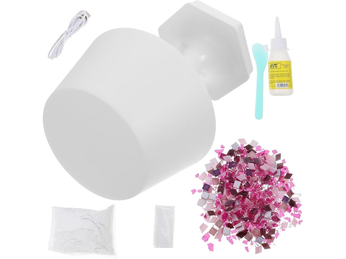 Kit para armar una lámpara de mesa para niños y niñas, lámpara de mesa de mosaico morado