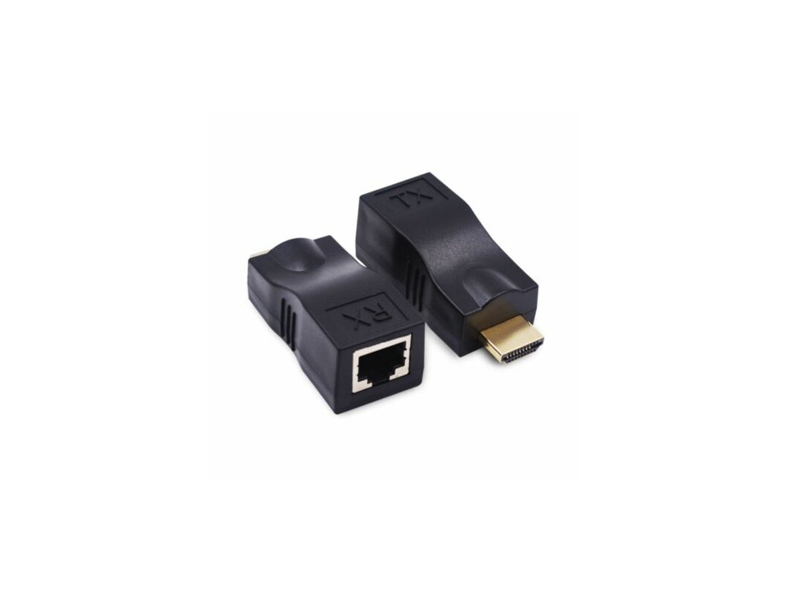 Extensor HDMI a RJ45 sobre adaptador Ethernet LAN de red Cat 5e/6 negro