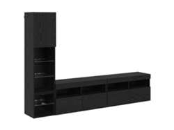 Maison Exclusive - Unidad De Pared Para Tv 4 Pcs Roble Negro Madera De Ingeniería