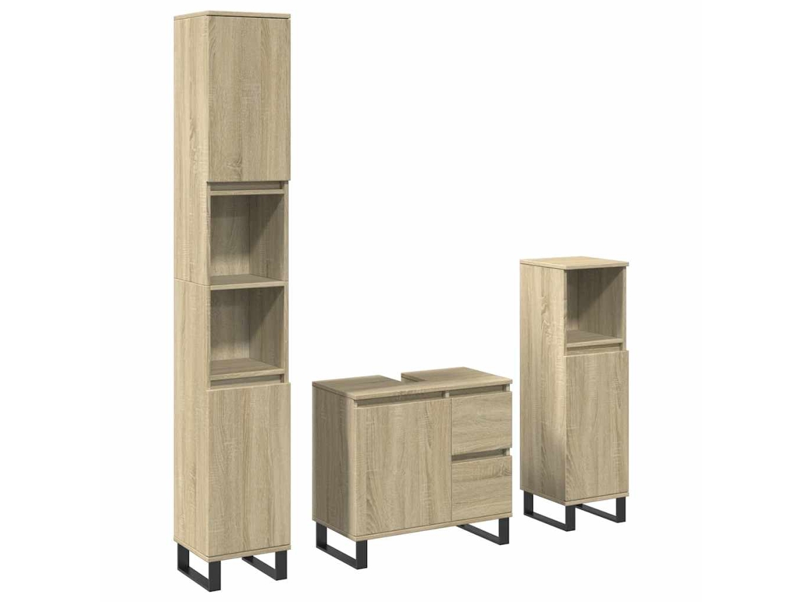 Conjunto de 3 piezas de muebles de baño fabricados en madera de roble, Sonoma EXCLUSIVA MAISON