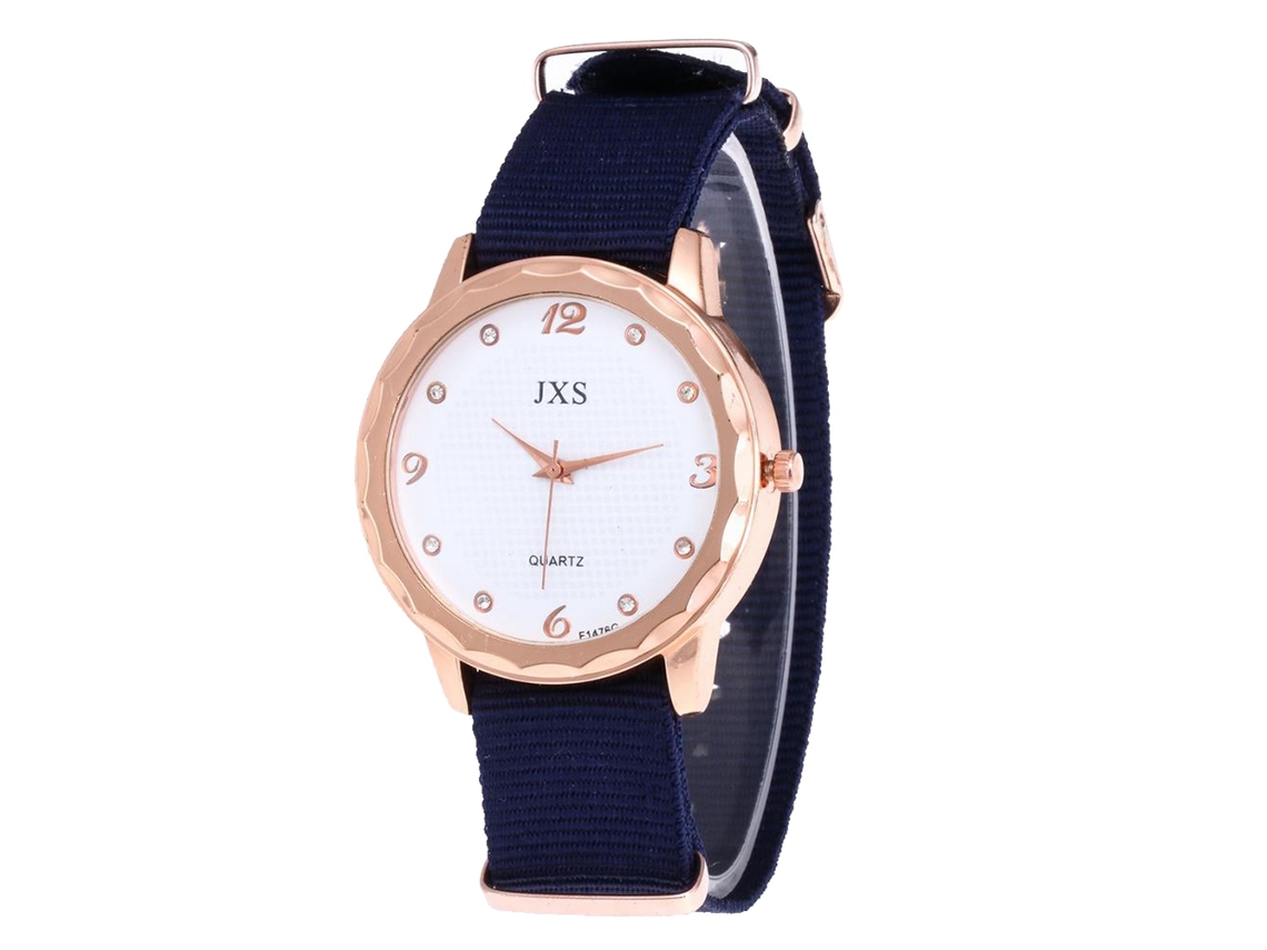 Elegante Reloj De Pulsera Para Mujer Con Correa De Nailon Y Movimiento De Cuarzo Azul.