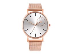 Reloj De Moda Para Parejas Con Correa De Malla Dial Redondo Cuarzo Unisex