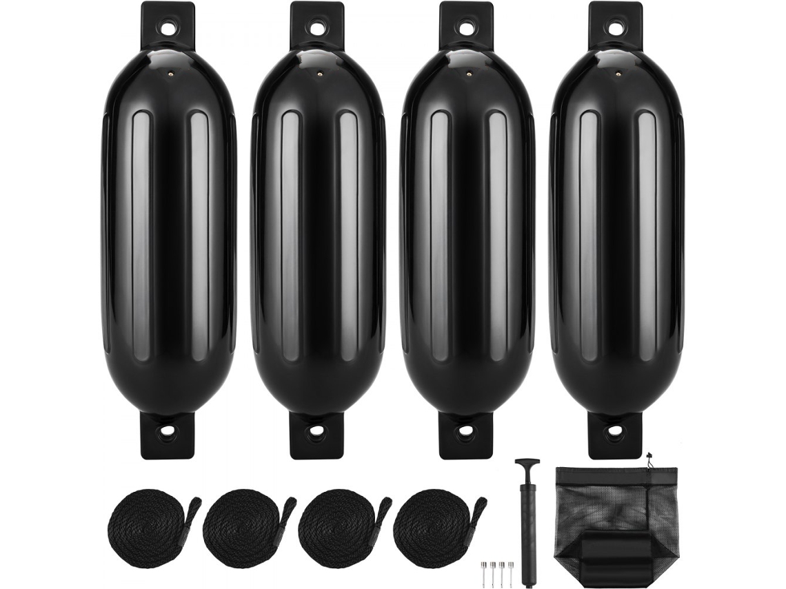 Juego de 4 Defensas Inflables PVC 14x50,8 cm con Bomba, Cuerdas y Bolsa Tekmaquinas