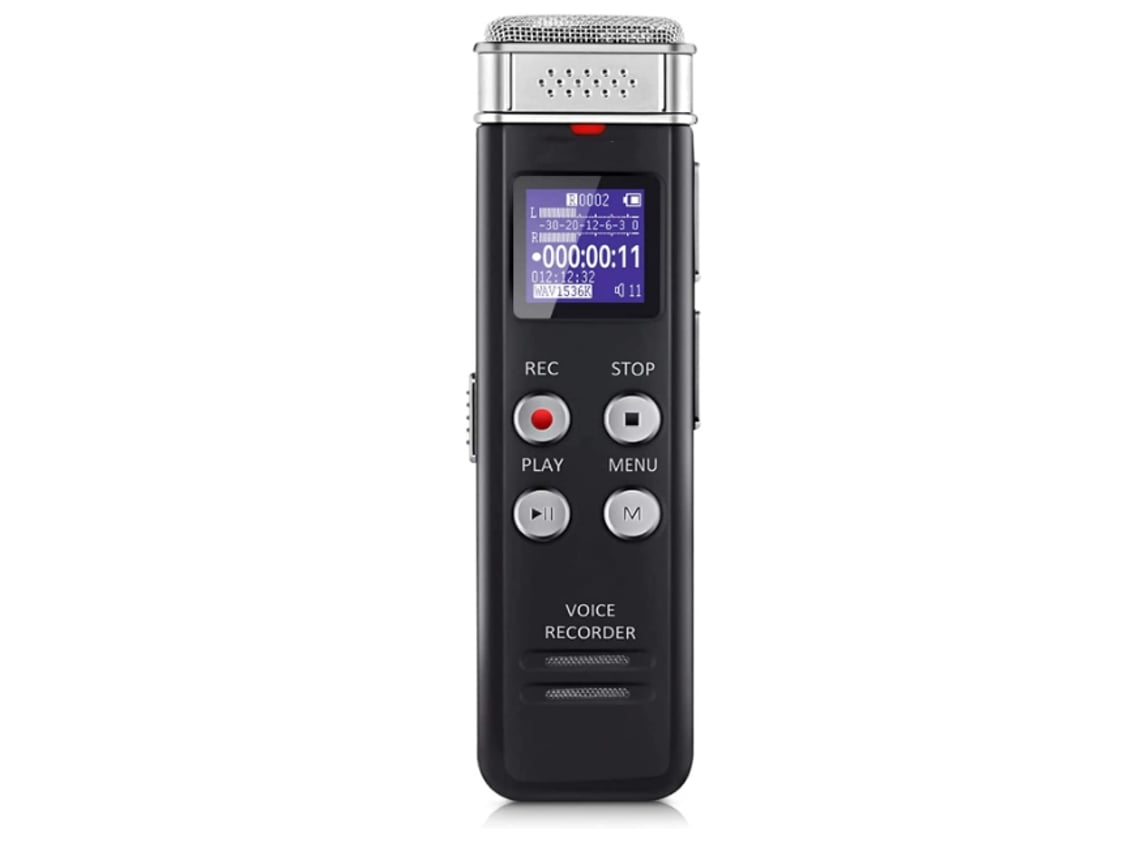 Grabadora de voz digital con grabación y reproducción activadas por voz, dictáfono recargable L157 USB Yizhood (negro)