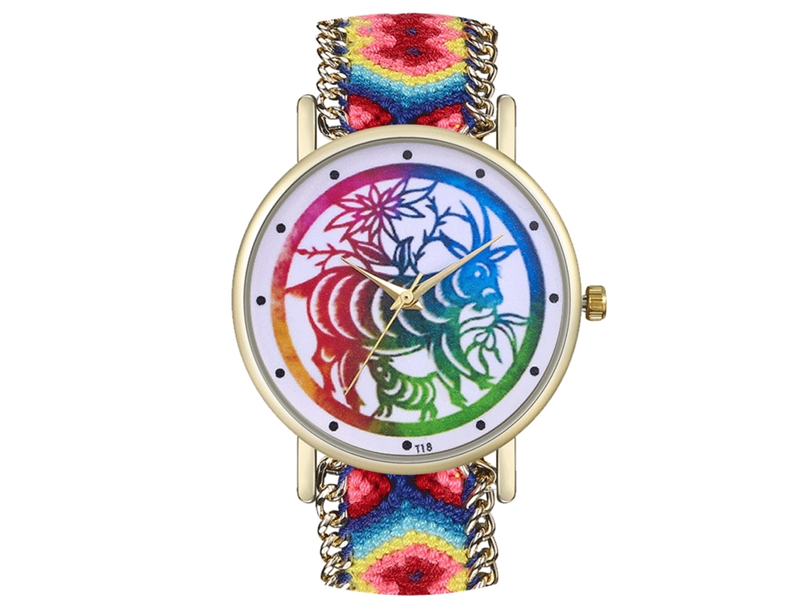 Reloj De Pulsera Unisex Con Correa Tejida Y Diseño De Recortes De Papel De Zhoulianfa.