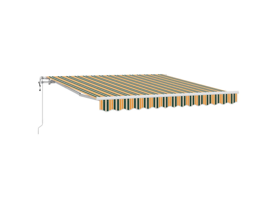 Toldo retráctil automático Vidaxl de poliéster verde y amarillo (3 x 2,5 m)