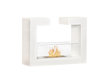 Quemador de piso de diseño de chimenea de bioetanol de metal blanco 1.5lt con vidrio protector