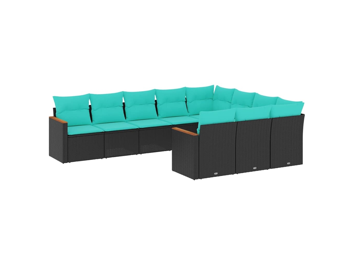 Maison Exclusive - Conjunto De Sofá De Jardín De 10 Piezas Con Cojines, De Poliratán Negro