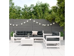 Pcs Conjunto Lounge Jardim C/ Almofadões Pinho Maciço Branco Dkd Home Decor