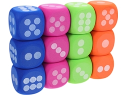 Juego De 12 Dados Grandes De Espuma Eva De Colores, 6,2 Cm, Esquinas Redondeadas, Ligeros Y Seguros.