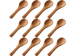 2026-4351-50 Cucharas De Madera Pequeñas Mini Cucharas Naturales Para Miel Té Condimentos Cocina Marrón Claro