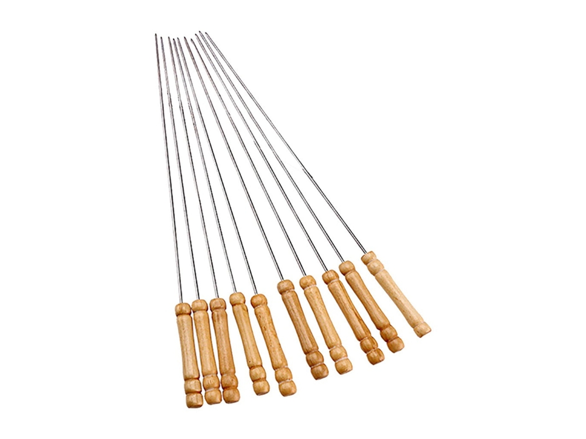 10 Brochetas De Acero Inoxidable Para Barbacoa, Brochetas Largas Para Asar, Suministros Para Barbacoa Doméstica