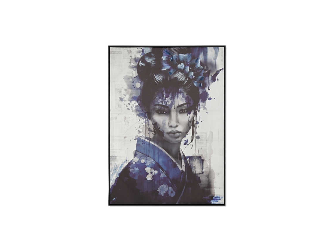 Cuadro Lienzo Ps Geisha Enmarcado Azul 103x4x143cm