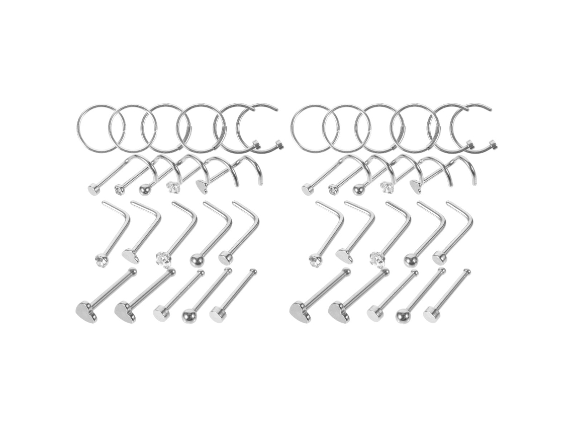 Un Juego De 42 Piercings Nasales De Acero Inoxidable Es Un Regalo De Navidad Ideal.
