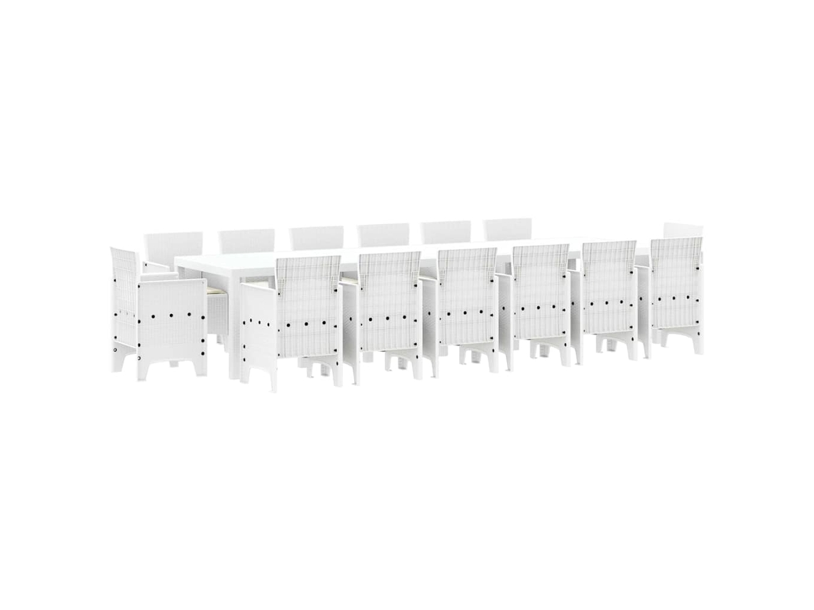 Maison Exclusive - Conjunto De Comedor De Jardín 15 Pcs Blanco Ratan Polt