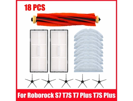 Paños de fregado con filtro Hepa, cepillo lateral de cepillo principal para Roborock S7 T7S T7 Plus T7S Plus, accesorios de piezas de aspiradora