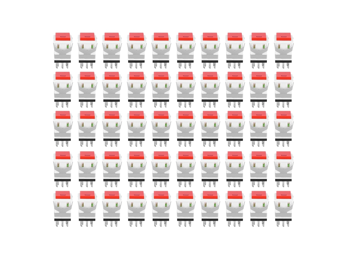 50 Interruptores Táctiles Con Reinicio Automático, Plástico Rojo, 8 Pines, 12 V