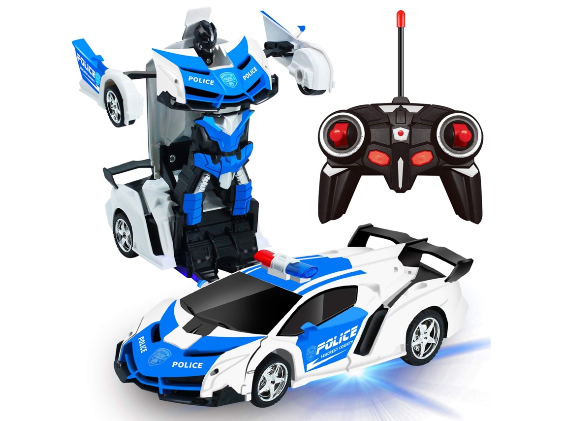 Control Remoto Transform Car Robot Toy 2.4ghz 118 Recargable 360°rotating Stunt Race Azul Gertiz