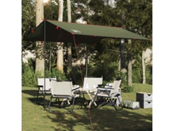 Lona de camping impermeable de 306x306 cm, color verde oliva.