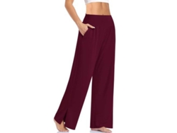 2026-pantalones De Yoga De Pierna Ancha Para Mujer De Talle Alto Con Bolsillos Y Cinturón Ajustable Xl Rojo