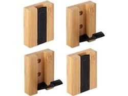 Ganchos De Pared, 4 Unidades, Gancho Retráctil De Bambú Con Adhesivo 3m Para Colgar Bufandas.
