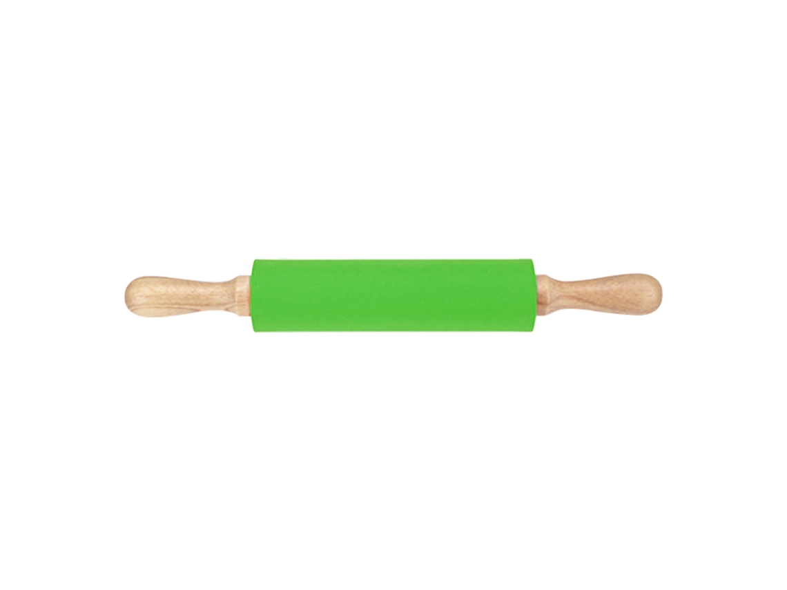 Rodillo De Silicona Antiadherente Con Mango De Madera Maciza Extendido, Herramienta De Repostería Verde