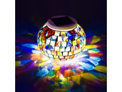 Lámpara solar de mosaico de vidrio para jardín, lámpara de mesa impermeable con colores surtidos, recargable para decoración de exteriores.