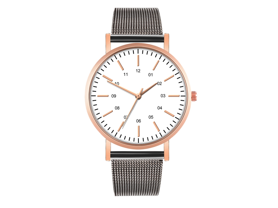 Reloj de moda para parejas con correa Malla, esfera redonda Cuarzo (4)