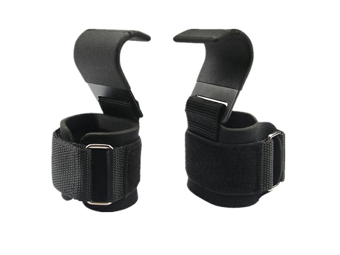 Omni-grips para levantamento de peso com pulseiras, gancho de aço, antiderrapante, ajustável, para academia e fitness, preto.