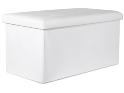 Puf plegable XXL con botones 80x40x40cm Ecopiel blanca Leobert
