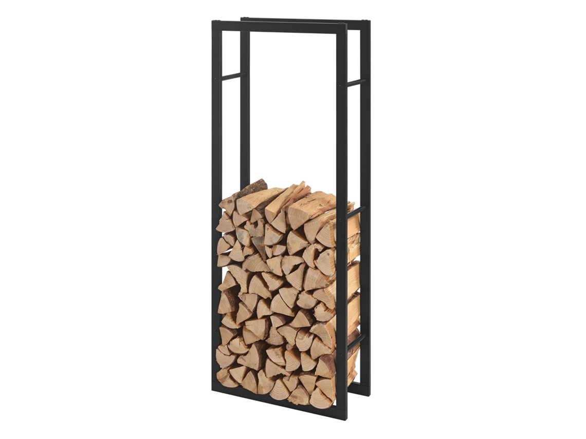 Soporte para Leña [EN.CASA] (Acero - Negro - 50 x 150 x 25 cm)