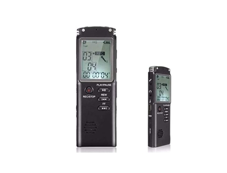 Grabadora de voz de 8 Gb Grabadora LCD de dictáfono recargable USB con altavoz de audio digital multifuncional Negro