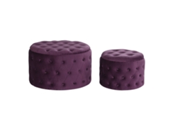 Set 2 Reposapies Poliester Mdf Capitone 70x70x42cm