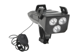 Luces para bicicleta 4 en 1, juego de luces para bicicleta, luces recargables para bicicleta, banco de energía USB resistente al agua, luces para bicicleta con soporte para teléfono celular (negro)