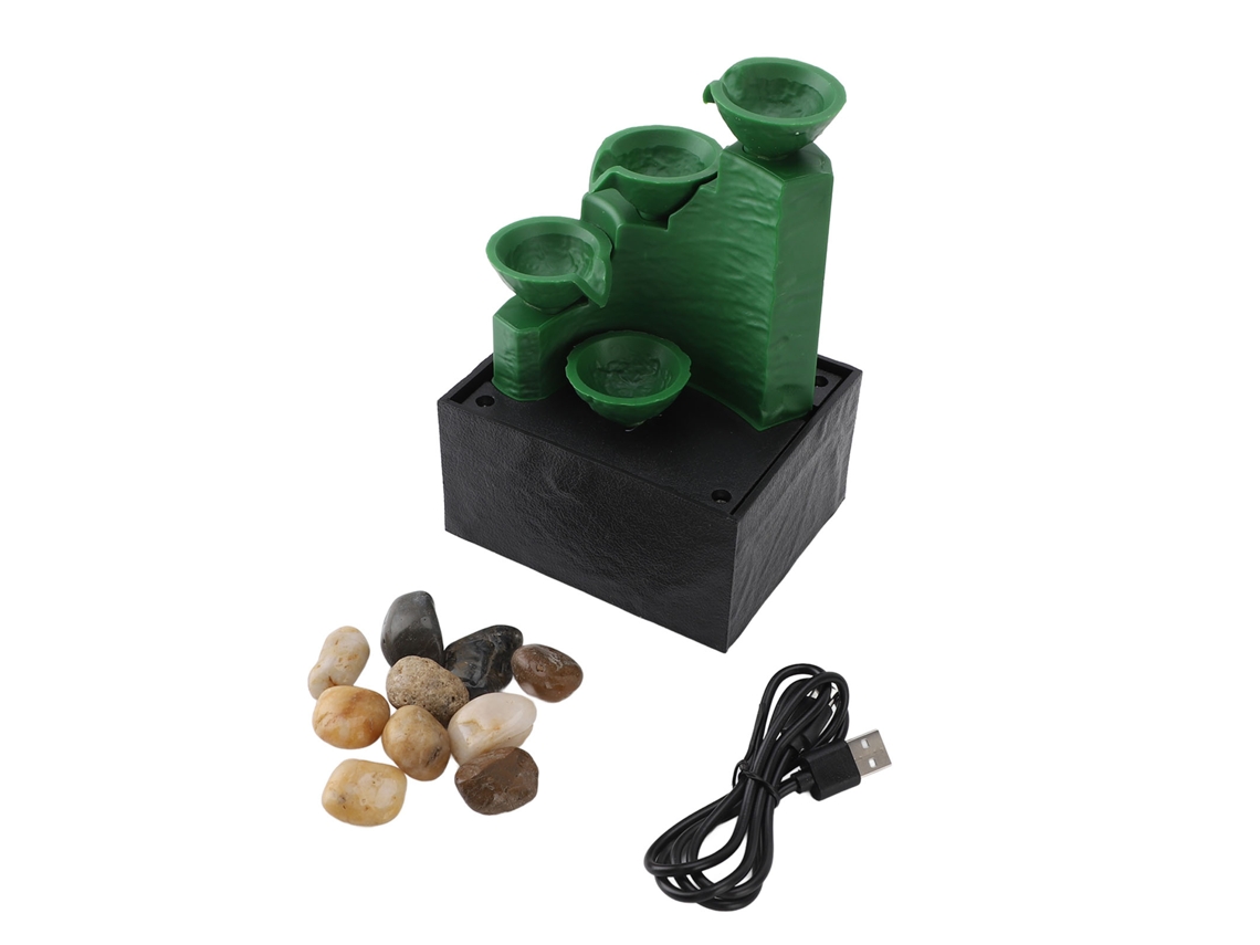 2026-fuente De Mesa Circulante Con Luz Led Piedras Decorativas Usb Cascada Para Sala De Estar Oficina Verde Esmeralda