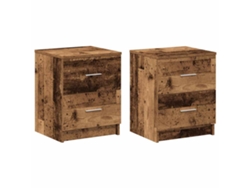 Maison Exclusive - Mesitas De Noche (2 Unidades) Con 2 Cajones, Madera Envejecida, 40x36x50 Cm