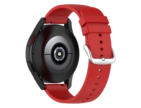 Correa de Silicona 20mm ajustable para Samsung Galaxy Watch 5 Pro 45mm/Huami Amazfit Bip 3/3 Pro - hebilla plateada/rojo