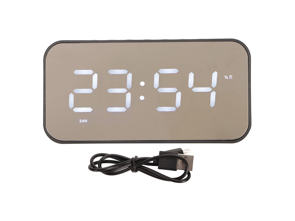 Reloj Despertador Con Espejo, Altavoz Estéreo Bluetooth, Cancelación De Ruido, Radio Fm Y Pantalla De Temperatura - Negro