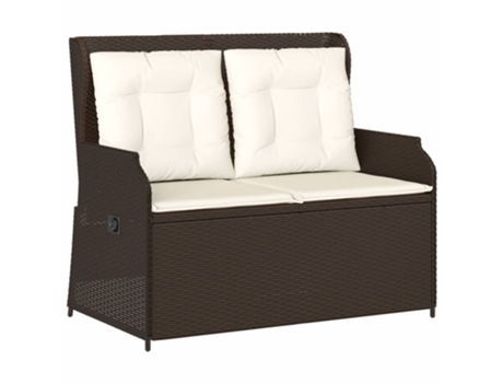 Sillón reclinable de jardín VIDAXL con cojines ratán sintético marrón
