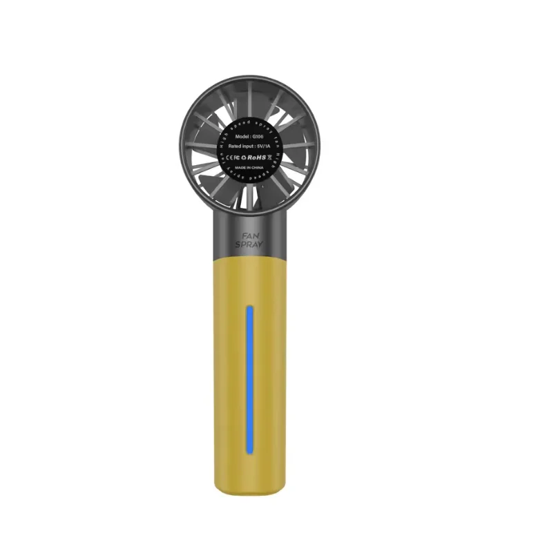 Mini Ventilador Portátil (amarillo) Con Rociador Turbo, Reabastecedor De Agua, Ventilador Usb Portátil.