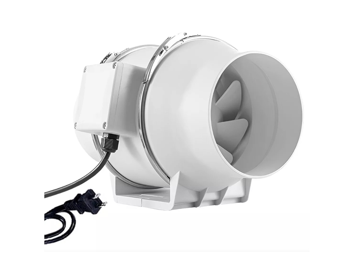 Ventilador en línea eficiente y silencioso para baño y cocina.