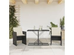 Conjunto de bistró de 3 piezas con cojines de mimbre negro de Dkd Home Decor