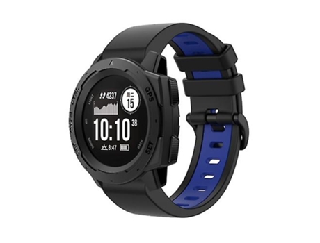 Correa De Reloj Inteligente Para Garmin Instinct 2S 22 Mm Correa Deportiva De Silicona De Negro-Azul VENISYMLIS