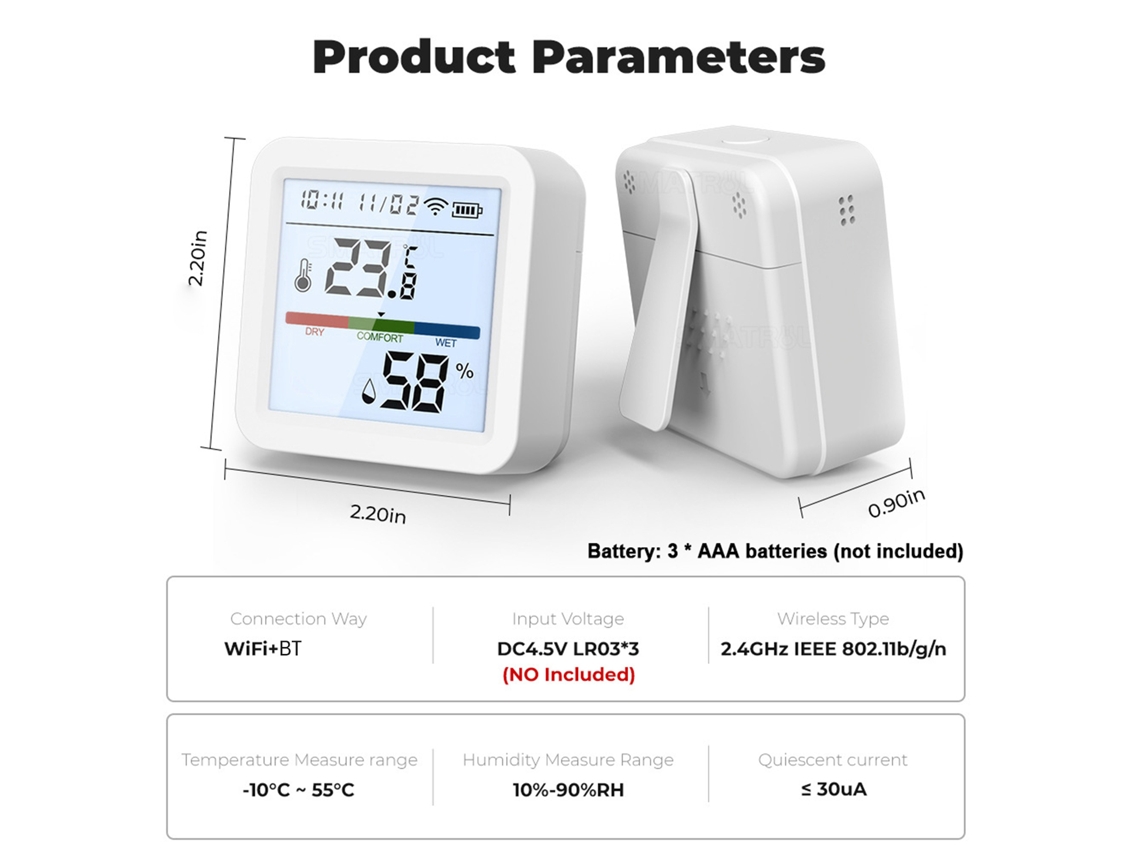 Medidor De Temperatura Y Humedad Tuya Zigbee Con Pantalla Lcd, Control Remoto Mediante Aplicación, Compatible Con Alexa Y Home.