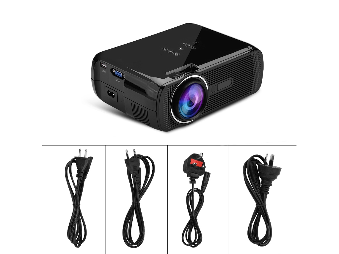 Proyector Led Mini Home 1080p Hd Home Theater Con Puertos Hdmi Usb Negro